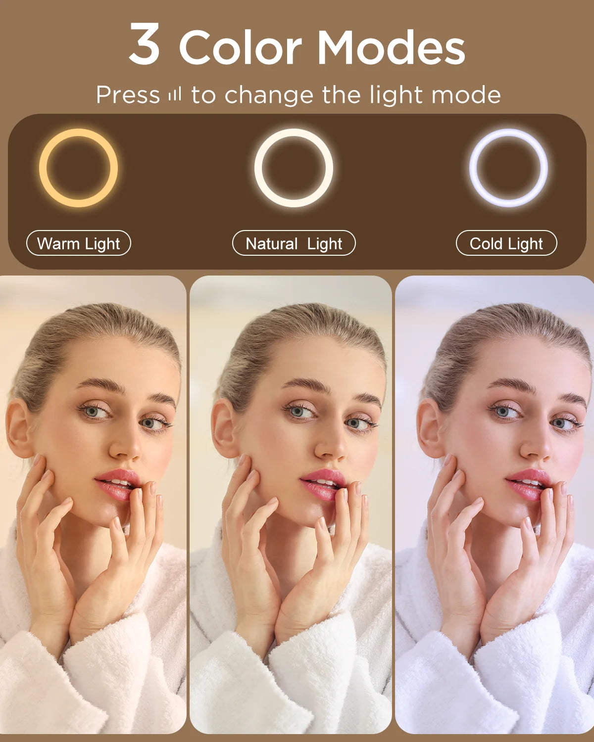 Vanity Mirror with Lights - 23.6'' x 22.4'' Adjustable Hollywood Makeup Mirror with 3 Color Modes & 10X Magnification