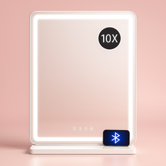 Vanity Mirror with Lights, Bluetooth Speaker & 10X Magnifier – USB Charging, Touch Control, 3 Light Modes