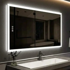 Smart Dimmable Bathroom Mirror with Anti-Fog & Waterproof Features Energy-Saving Magnifying Makeup Mirror | 8-Inch Rectangle | Vintage Style