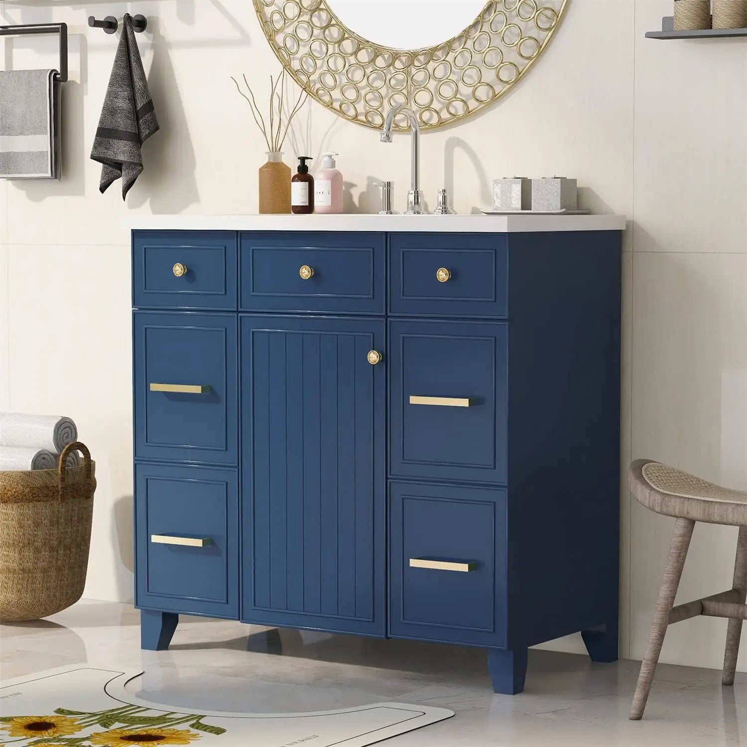 36" Bathroom Vanity with Sink Top Set – Bathroom Storage Cabinet with Soft-Close Doors and Drawers