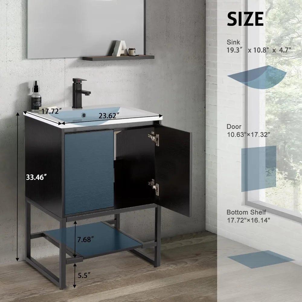 24" Bathroom Vanity with Sink Combo and Built-in Power Socket