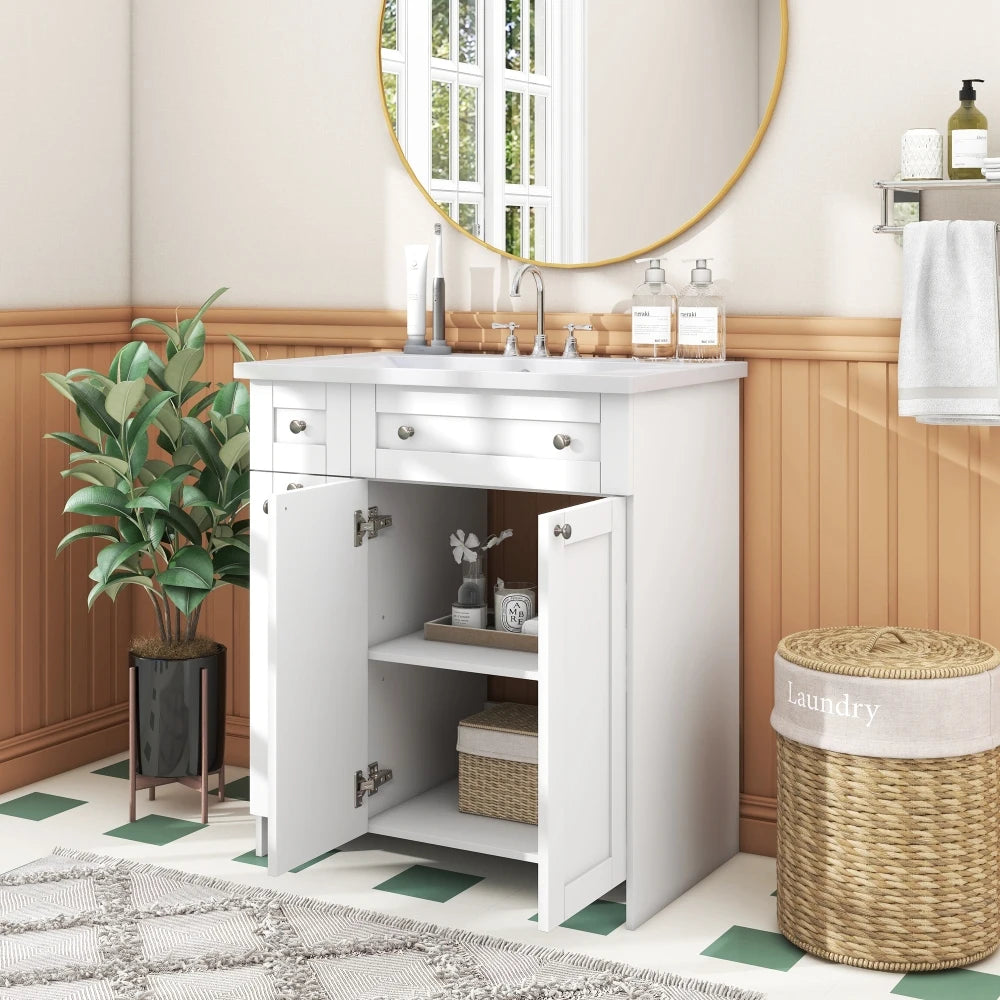 30-Inch Modern Bathroom Vanity Cabinet with Resin Integrated Sink – Blue