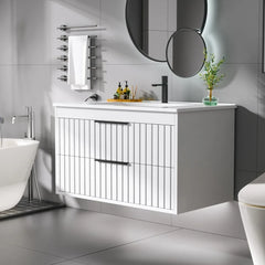30" Wall-Mounted Bathroom Vanity with Sink and 2 Soft-Close Drawers