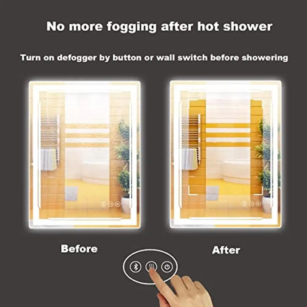 32x24" Smart LED Bathroom Vanity Mirror with Bluetooth Speakers, Anti-Fog, Dimmable Lights & Memory – Wall-Mount IP54 Waterproof