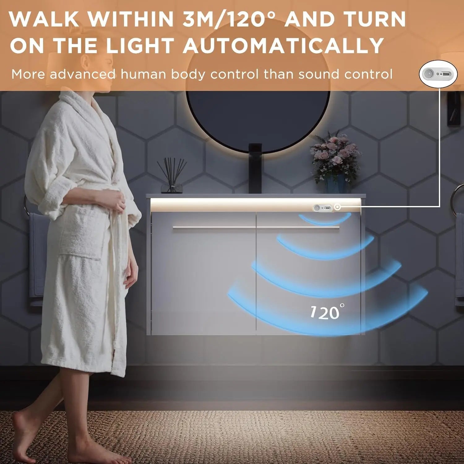 Floating Bathroom Vanity with Sink and High Gloss Finish – Wall-Mounted Vanity Cabinet with Smart Sensor Light