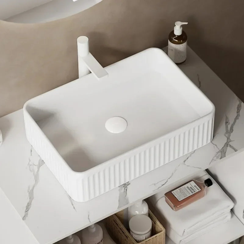 30" Freestanding Bathroom Vanity with Sink Black Ceramic Basin | Carrara White Sintered Stone Countertop | Soft-Close Doors