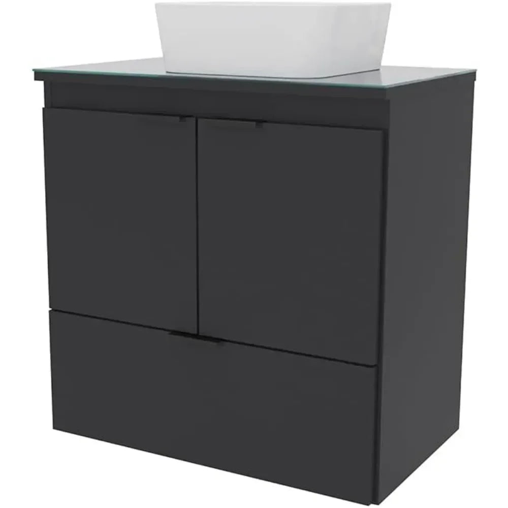 24" Floating Bathroom Vanity with Ceramic Sink – Soft-Close Doors & Drawer, Tempered Glass Countertop