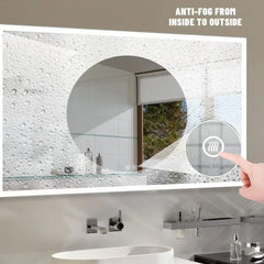 48"x28" LED Bathroom Mirror with Bluetooth & Anti-Fog – Wall-Mounted Lighted Vanity Mirror