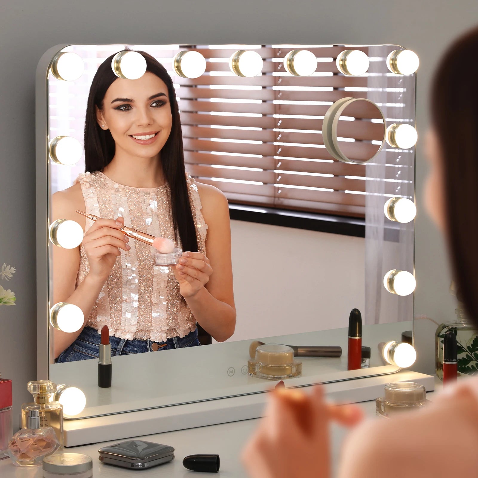 Hollywood Vanity Mirror with Lights, Bluetooth & USB – 31.5"x24.4" Makeup Mirror with 20 Dimmable Bulbs