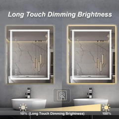 40"x24" LED Bathroom Mirror – Frontlit & Backlit Smart Vanity Mirror with Dimmable Lights, Anti-Fog, and Memory Settings