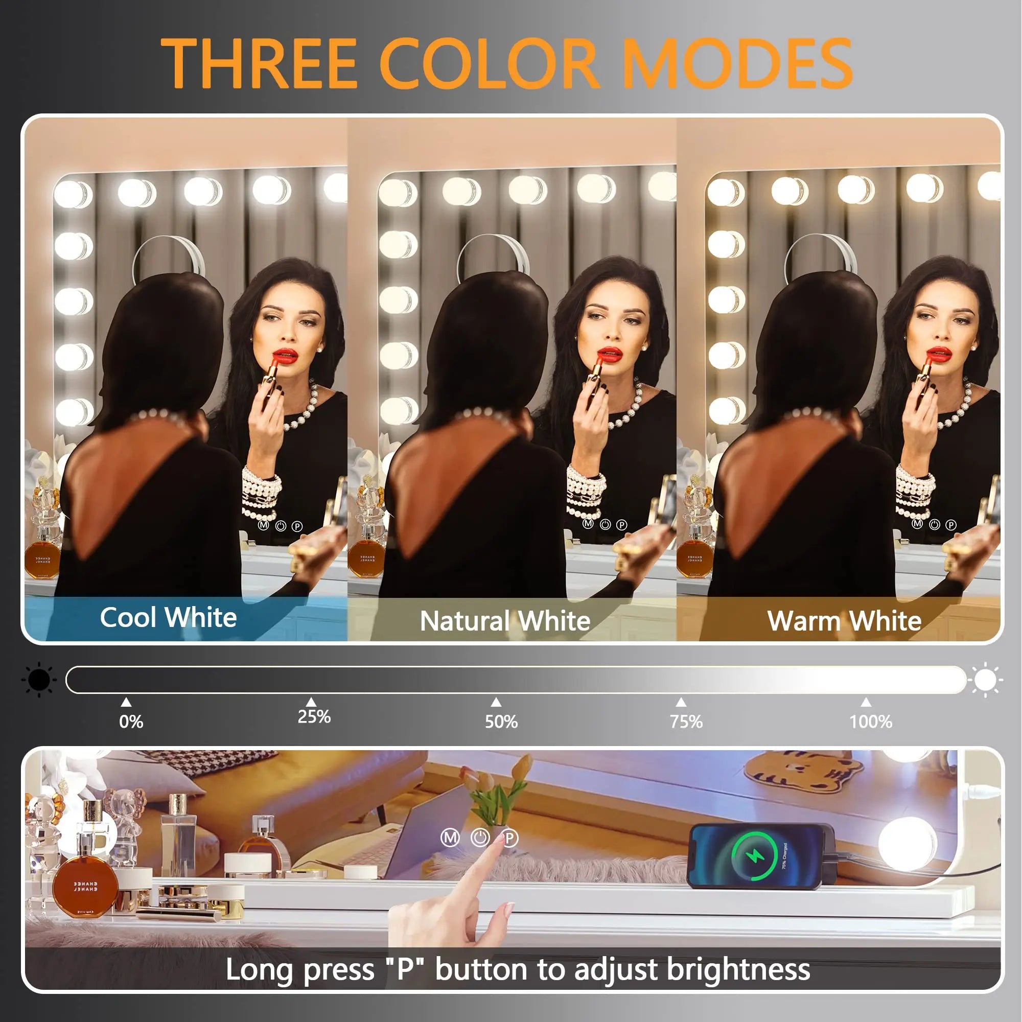 Vanity Mirror with Lights – 31.5" x 23.6" Hollywood Makeup Mirror, 17 Dimmable Bulbs, 10X Magnification, UL Certified