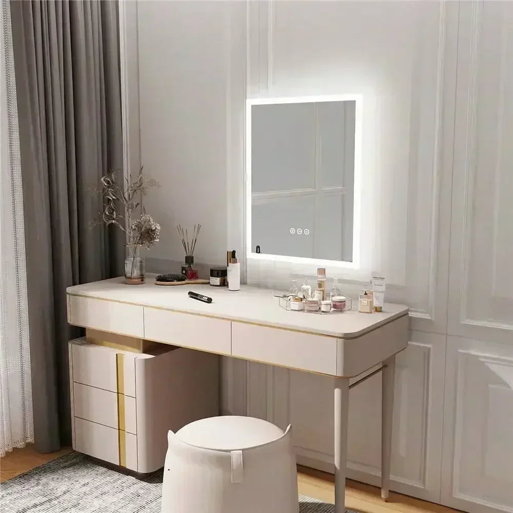 8-Inch Smart Dimmable Bathroom Mirror – Antifog, Waterproof, Energy-Saving Makeup Mirror with Magnification, Vintage Style