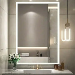 Smart Dimmable Bathroom Mirror with Anti-Fog & Waterproof Features Energy-Saving Magnifying Makeup Mirror | 8-Inch Rectangle | Vintage Style