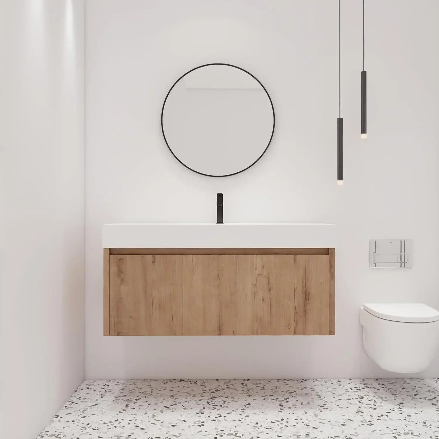 48-Inch Floating Bathroom Vanity with Resin Sink – Wall-Mounted Modern Style