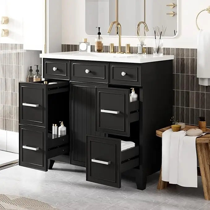 36" Bathroom Vanity with Sink Top Set – Bathroom Storage Cabinet with Soft-Close Doors and Drawers