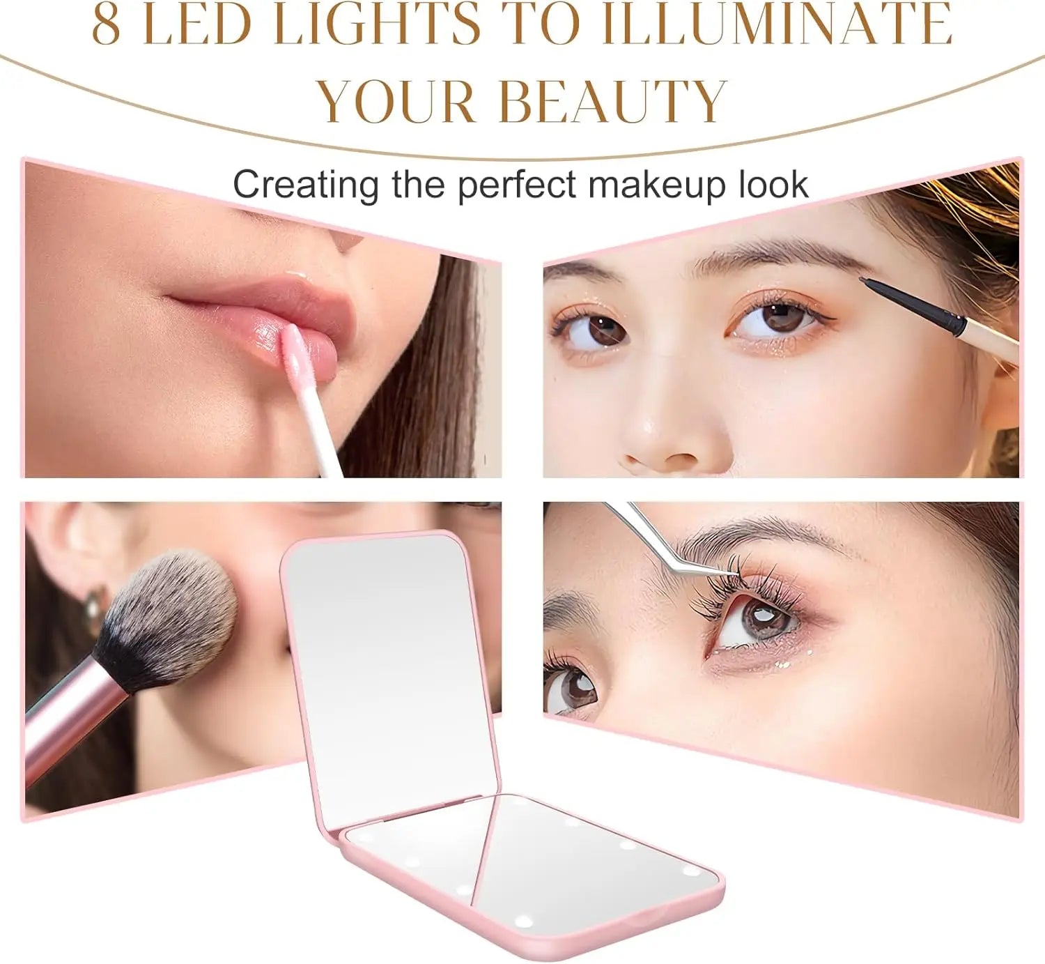 Compact LED Pocket Mirror with 1X/3X Magnification Portable Travel Mirror with Built-in Battery – Perfect for Wallet, Purse, or Gifts