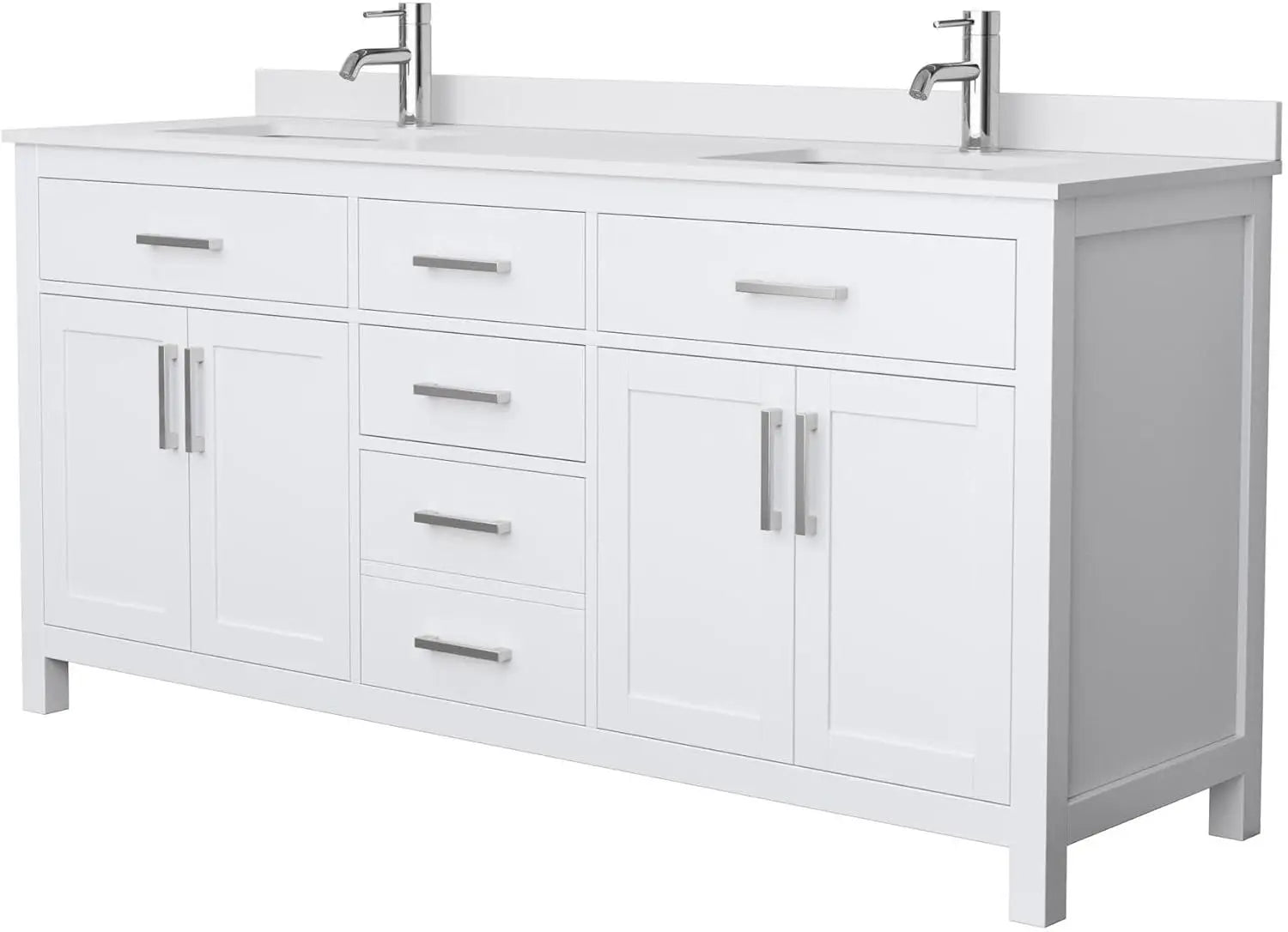 72" Double Bathroom Vanity with Cultured Marble Countertop and Undermount Sinks – Floor Standing Cabinet