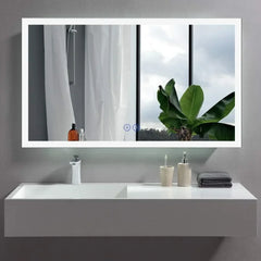 48"x28" LED Bathroom Mirror with Bluetooth & Anti-Fog – Wall-Mounted Lighted Vanity Mirror