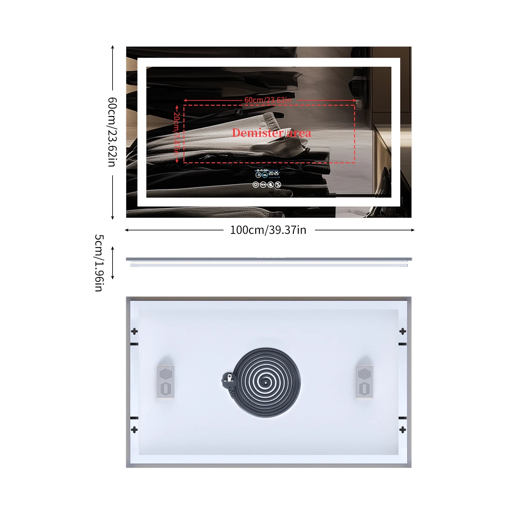 Extra-Long LED Bathroom Mirror with Bluetooth Speaker – Front & Backlit Smart Vanity Mirror with Anti-Fog & Memory Function