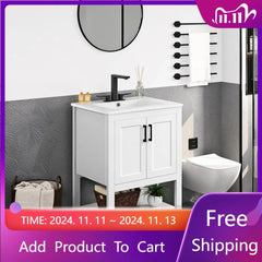 24" Freestanding Bathroom Vanity with Sink and Open Shelf