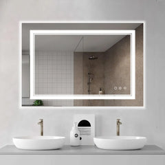 40"x24" LED Bathroom Mirror – Frontlit & Backlit Smart Vanity Mirror with Dimmable Lights, Anti-Fog, and Memory Settings