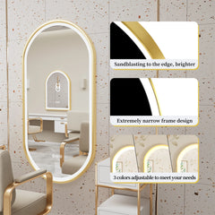 Gold Frame Oval LED Bathroom Mirror – Anti-Fog Smart Vanity Mirror with Dimmable Lighting & Memory Function
