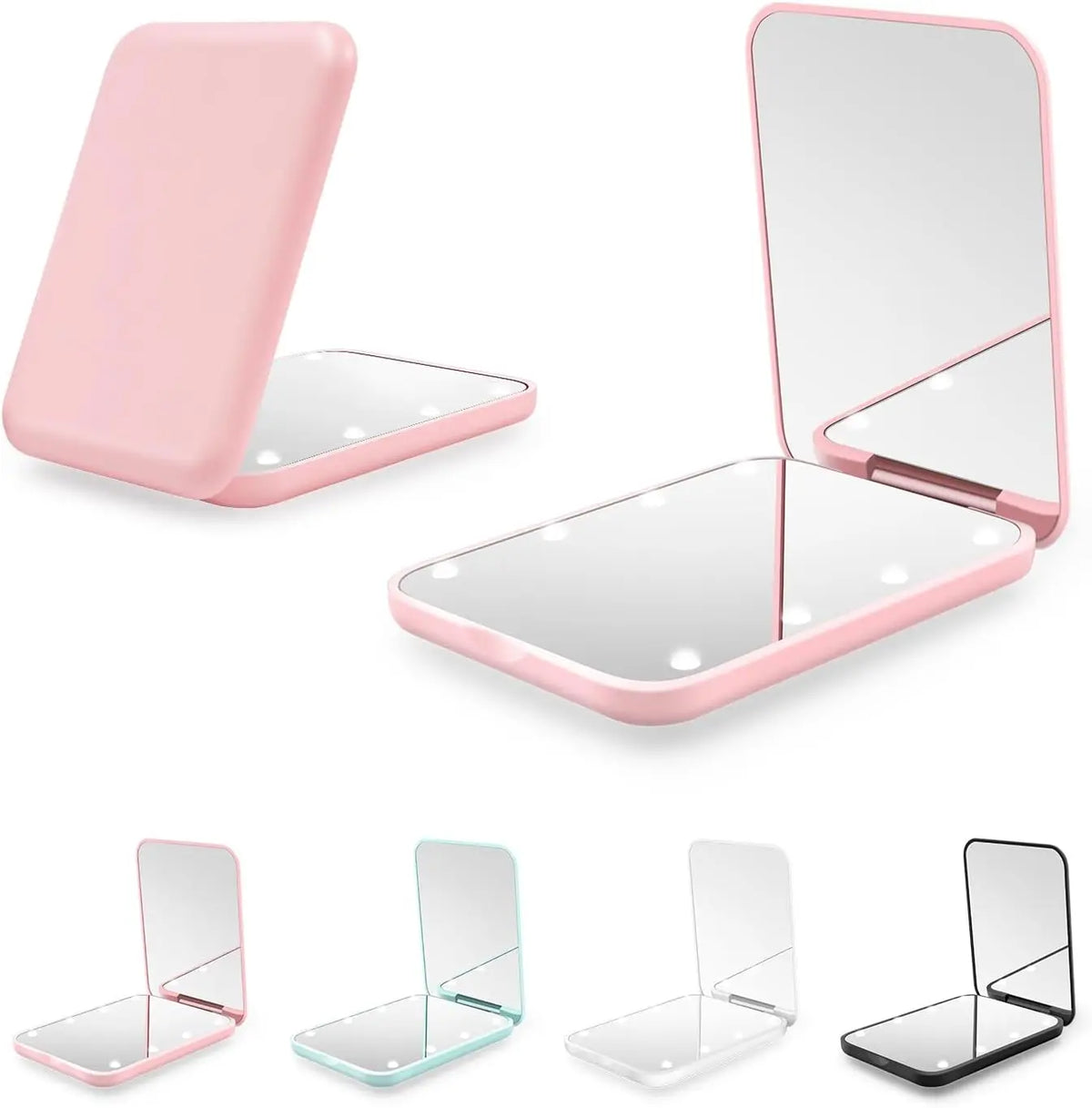 Compact LED Pocket Mirror with 1X/3X Magnification Portable Travel Mirror with Built-in Battery – Perfect for Wallet, Purse, or Gifts