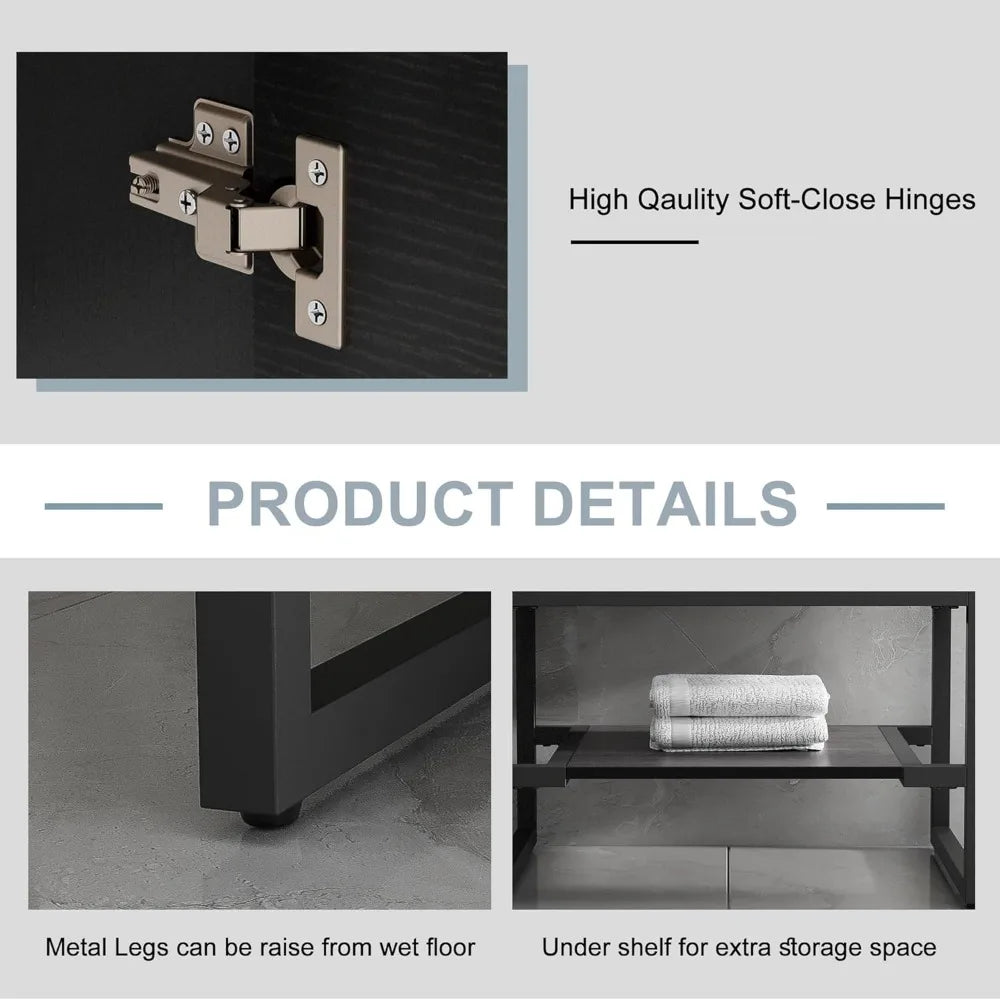24" Bathroom Vanity with Sink Combo and Built-in Power Socket
