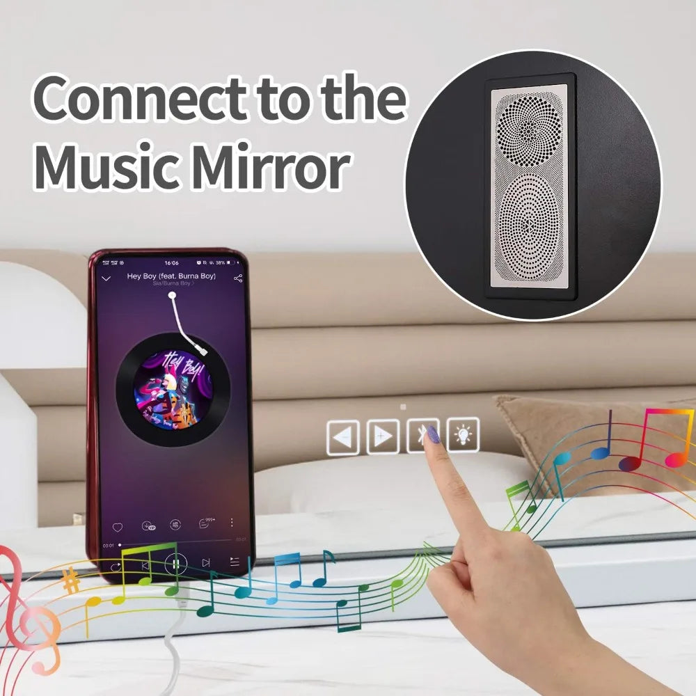 Vanity Mirror with Lights, Bluetooth Speaker & Touch Controls – 15 Dimmable Bulbs & 3 Color Modes