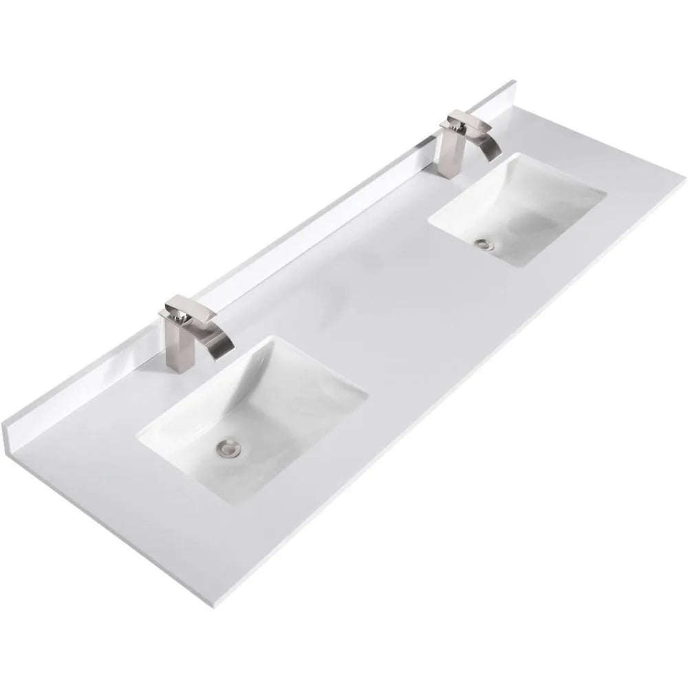 72" Double Bathroom Vanity with Cultured Marble Countertop and Undermount Sinks – Floor Standing Cabinet