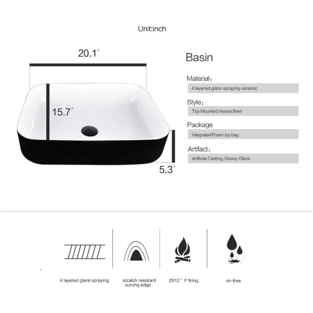 30" Bathroom Vanity Sink Combo Set – Brown Modern Wood Cabinet with Black & White Ceramic Vessel Sink