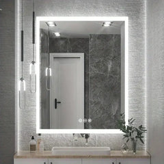 Smart Dimmable Bathroom Mirror with Anti-Fog & Waterproof Features Energy-Saving Magnifying Makeup Mirror | 8-Inch Rectangle | Vintage Style