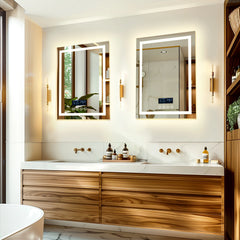 28"x36" Smart LED Bathroom Mirror with Bluetooth Speaker & Anti-Fog – Wall Mounted