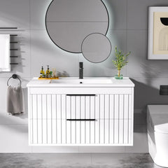 30" Wall-Mounted Bathroom Vanity with Sink and 2 Soft-Close Drawers