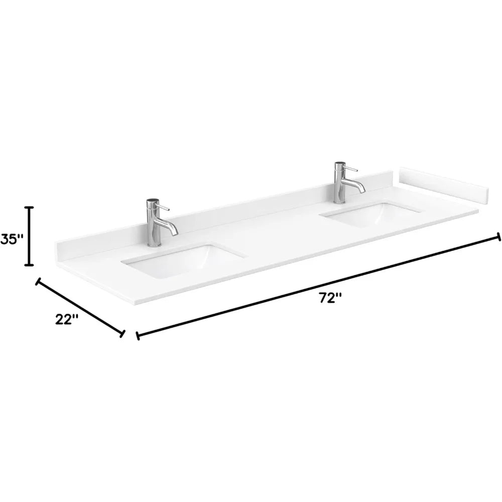 72" Double Bathroom Vanity with Cultured Marble Countertop and Undermount Sinks – Floor Standing Cabinet