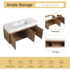48-Inch Floating Bathroom Vanity with Resin Sink – Wall-Mounted Modern Style