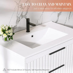 30" Wall-Mounted Bathroom Vanity with Sink and 2 Soft-Close Drawers