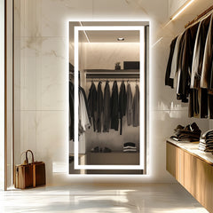 Extra-Long LED Bathroom Mirror with Bluetooth Speaker – Front & Backlit Smart Vanity Mirror with Anti-Fog & Memory Function