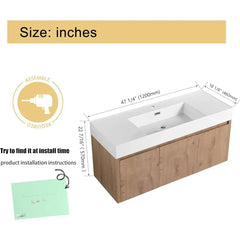 48-Inch Floating Bathroom Vanity with Resin Sink – Wall-Mounted Modern Style