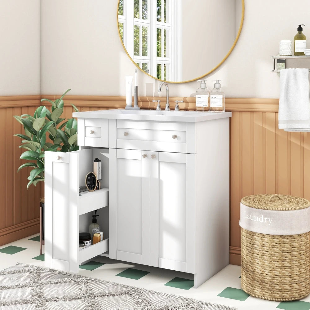 30-Inch Modern Bathroom Vanity Cabinet with Resin Integrated Sink – Blue