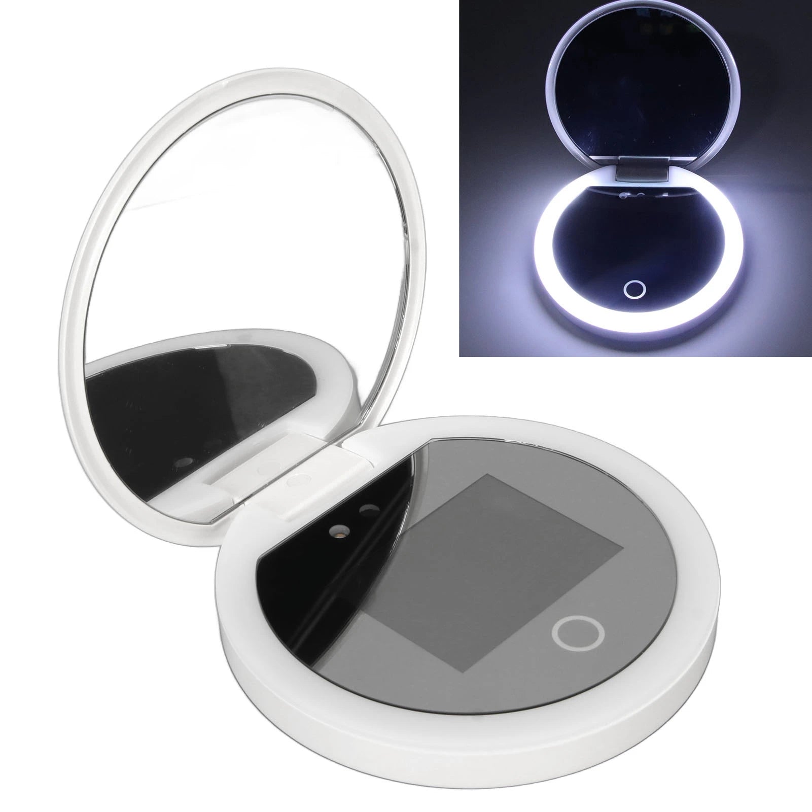 UV Mirror Sunscreen Testing Camera with Light & 2X Magnification 3.5-Inch Portable Travel Makeup Mirror with Adjustable Brightness & Rechargeable Battery