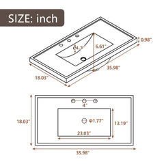 36" Grey Bathroom Vanity with Sink Combo | Solid Wood Frame & MDF Board | Freestanding Cabinet with Drawers