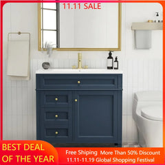 36" Freestanding Bathroom Vanity with Sink – Modern Storage Cabinet with Drawers & Flip-Down Organizer