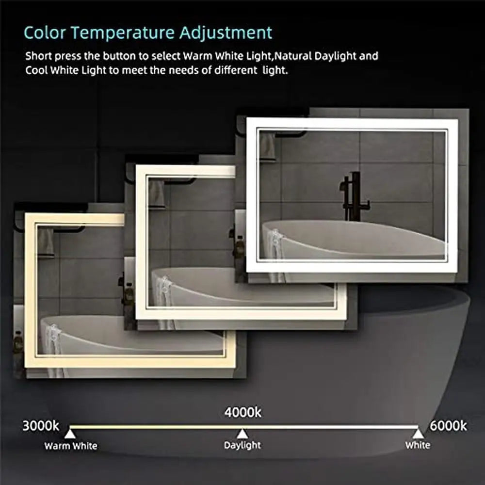 36"x28" LED Bathroom Vanity Mirror – Wall-Mounted, Dimmable with Anti-Fog & Touch Control