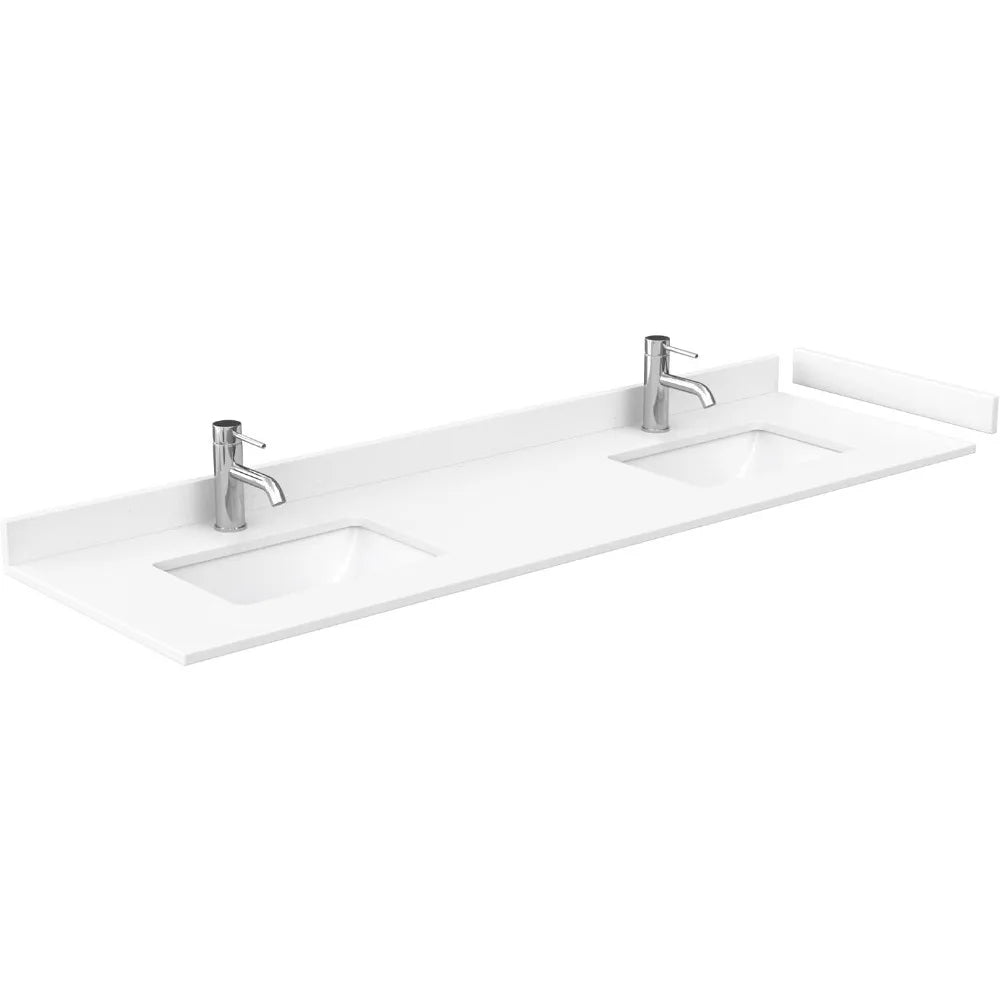 72" Double Bathroom Vanity with Cultured Marble Countertop and Undermount Sinks – Floor Standing Cabinet