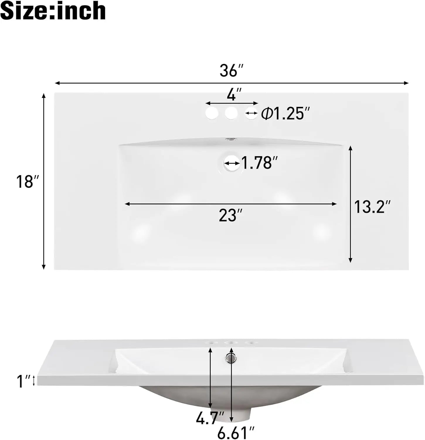 36" Bathroom Vanity with Sink – Freestanding Single Sink Cabinet with Countertop and Storage Drawers