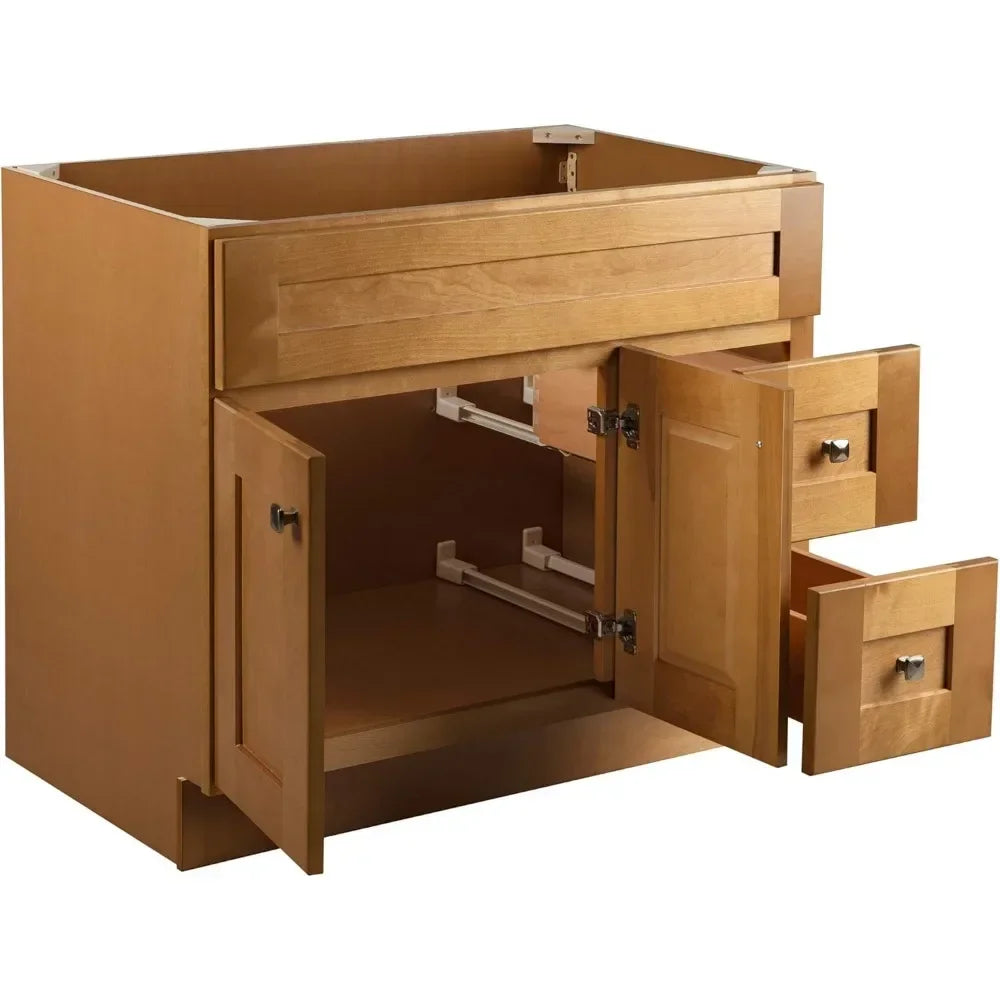 Brookings 36" Bathroom Vanity Cabinet in Modern Birch – Solid Wood, Soft-Close Hinges, Ready to Assemble