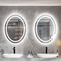 Oval LED Bathroom Mirror – High Lumen Smart Vanity Mirror with Anti-Fog & 3-Color Dimmable Light (2 Sizes)