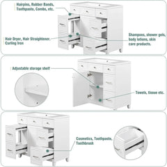 Merax 36" Bathroom Vanity Cabinet with Sink – Soft-Close Door & Drawer, Solid Wood Shaker Design