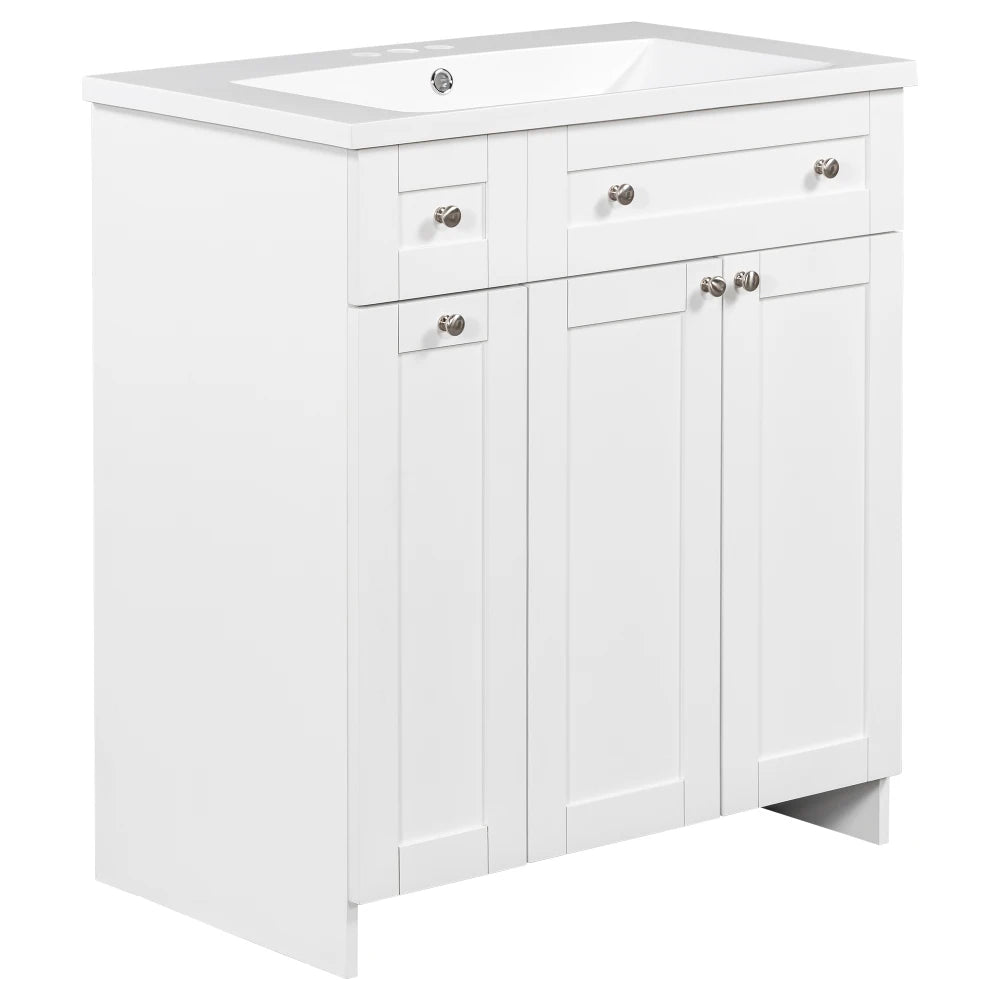 30-Inch Modern Bathroom Vanity Cabinet with Resin Integrated Sink – Blue